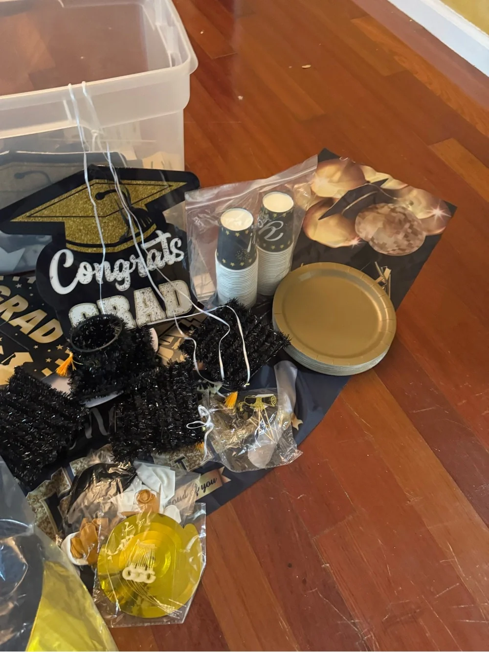 Gold & Black Graduation Party Plates and Decor